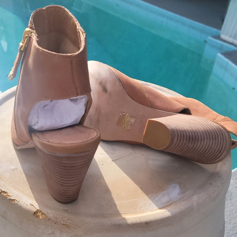 Aldo  Tan leather sling back bootie size 9